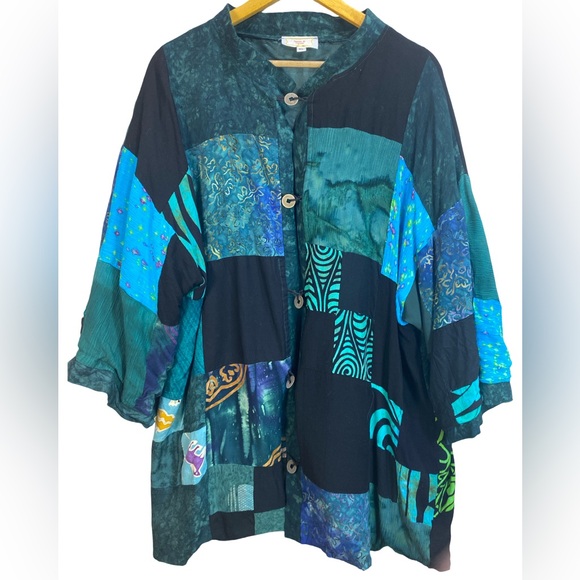 Fashions by Claudette Patchwork Button-Down Cardigan Jacket | Women’s XL - Picture 2 of 8